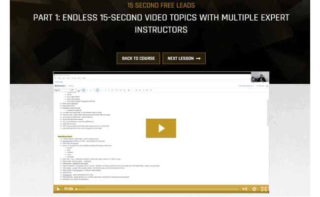 A screenshot of part 1 of the 15 second free leads program
