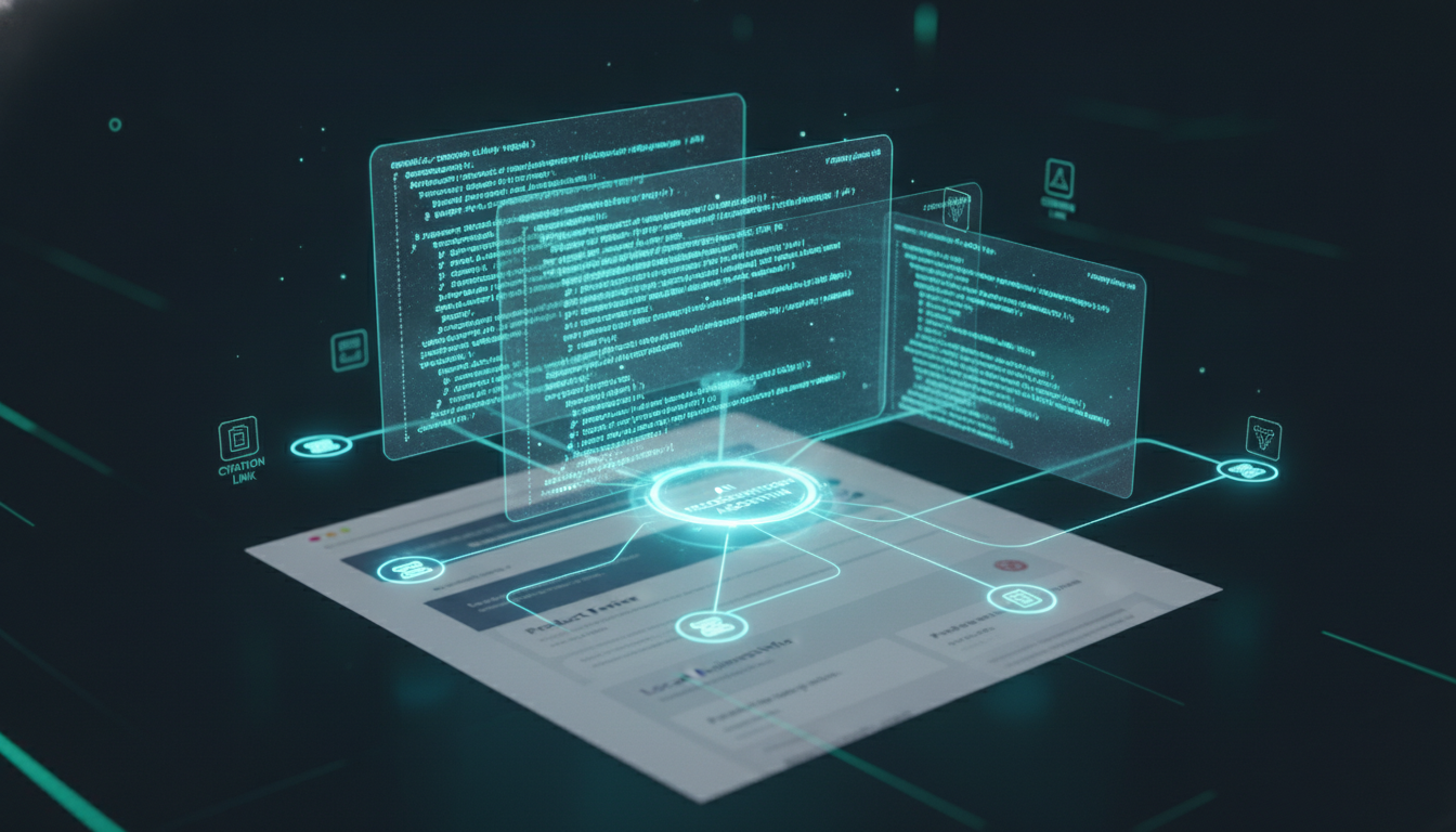 Structured JSON-LD schema markup and AI entity citations diagram