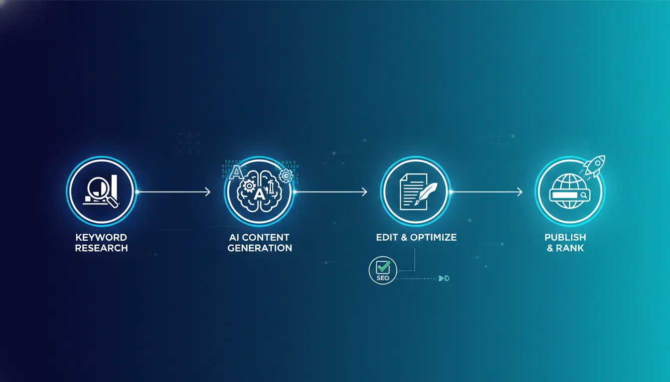 AI content workflow for SEO scaling blueprint diagram