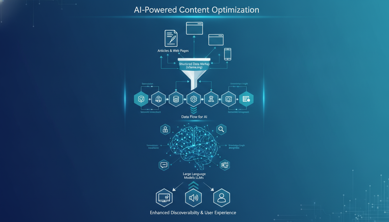 GEO best practices diagram showing structured content flow into generative AI models